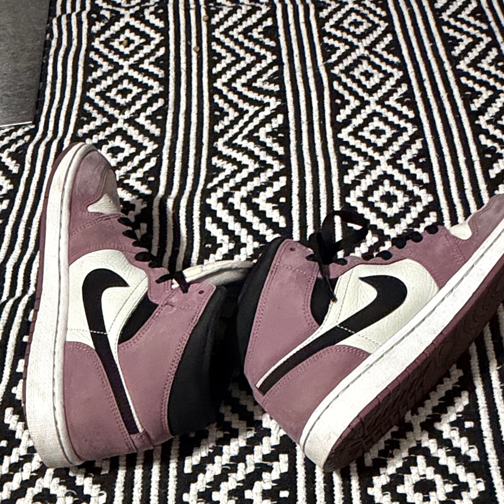 Jordan High-Top Sneakers in Mauve, White & Black